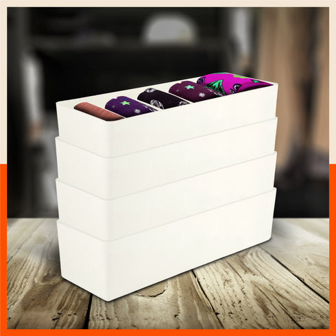 Stomo Dori Multi-Purpose Stackable Drawer Organizer For Home | Ivory - Set of 4